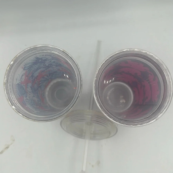 Lilly Pulitzer tumbler cups - blue & pink starfish & pink & blue elephant prints - Picture 2 of 2